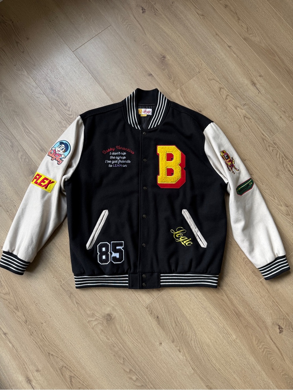 Vintage Logic Bobby Tarantino Varsity Letterman Jacket with Patches size XL Wool